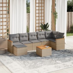 Salon de jardin avec coussins 8pcs mélange beige résine tressée 519011519011