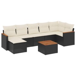 Salon de jardin 8 pcs avec coussins noir résine tressée 519012519012