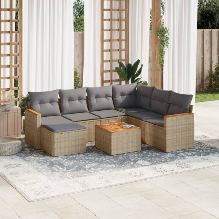 Salon de jardin avec coussins 8pcs mélange beige résine tressée 519013519013