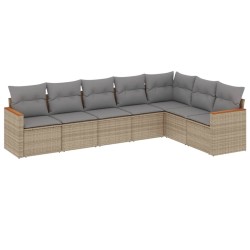 Salon de jardin avec coussins 7pcs mélange beige résine tressée 519022519022