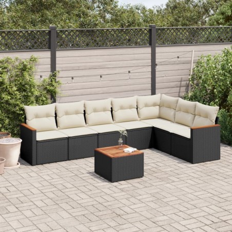 Salon de jardin 8 pcs avec coussins noir résine tressée 519023519023