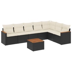 Salon de jardin 8 pcs avec coussins noir résine tressée 519023519023