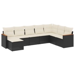 Salon de jardin 8 pcs avec coussins noir résine tressée 519028519028