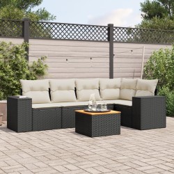 Salon de jardin 6 pcs avec coussins noir résine tressée 519030519030