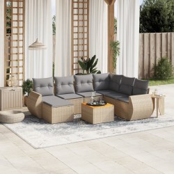Salon de jardin avec coussins 8 pcs beige résine tressée 519031519031