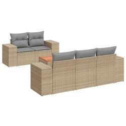 Salon de jardin avec coussins 6 pcs beige résine tressée 519033519033