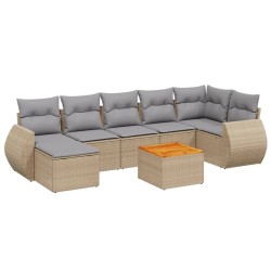 Salon de jardin avec coussins 8 pcs beige résine tressée 519035519035