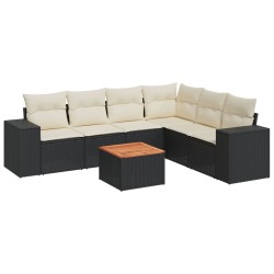 Salon de jardin 7 pcs avec coussins noir résine tressée 519037519037