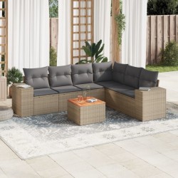 Salon de jardin avec coussins 7 pcs beige résine tressée 519038519038