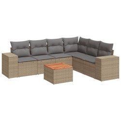 Salon de jardin avec coussins 7 pcs beige résine tressée 519038519038