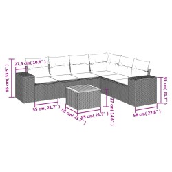 Salon de jardin avec coussins 7 pcs beige résine tressée 519038519038
