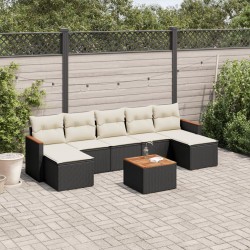 Salon de jardin 8 pcs avec coussins noir résine tressée 519042519042
