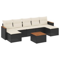 Salon de jardin 8 pcs avec coussins noir résine tressée 519042519042
