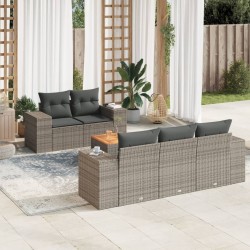 Salon de jardin 6 pcs avec coussins gris résine tressée 519043519043