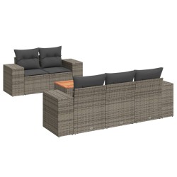Salon de jardin 6 pcs avec coussins gris résine tressée 519043519043