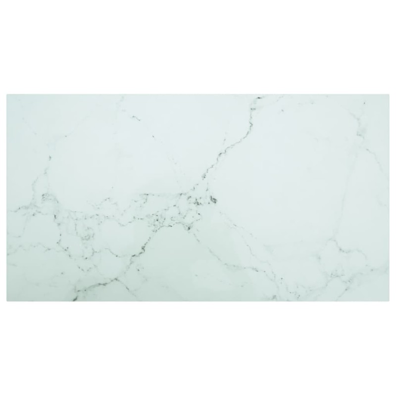 Dessus de table blanc 120x65 cm 8 mm verre trempé design marbre 519044519044
