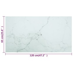 Dessus de table blanc 120x65 cm 8 mm verre trempé design marbre 519044519044