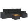 Salon de jardin 6 pcs avec coussins noir résine tressée 519046519046