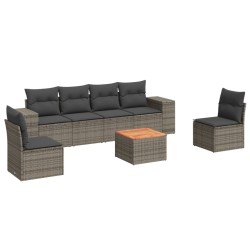 Salon de jardin avec coussins 7 pcs gris résine tressée 519048519048