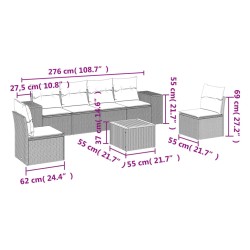 Salon de jardin avec coussins 7 pcs gris résine tressée 519048519048