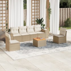Salon de jardin avec coussins 7 pcs beige résine tressée 519050519050