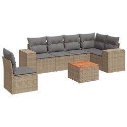 Salon de jardin avec coussins 7 pcs beige résine tressée 519055519055