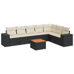 Salon de jardin 8 pcs avec coussins noir résine tressée 519056519056