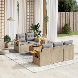 Salon de jardin avec coussins 6 pcs beige résine tressée 519057519057