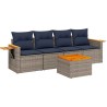 Salon de jardin 5 pcs avec coussins gris résine tressée 519058519058