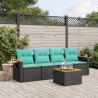 Salon de jardin 5 pcs avec coussins noir résine tressée 519059519059