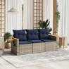 Salon de jardin avec coussins 3 pcs gris résine tressée 519060519060