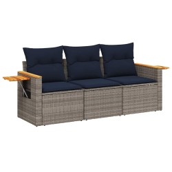 Salon de jardin avec coussins 3 pcs gris résine tressée 519060519060