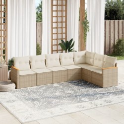 Salon de jardin avec coussins 7 pcs beige résine tressée 519063519063