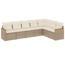Salon de jardin avec coussins 7 pcs beige résine tressée 519063519063