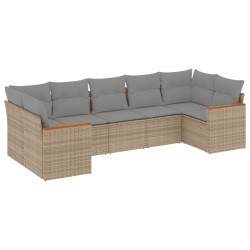 Salon de jardin avec coussins 7pcs mélange beige résine tressée 519064519064