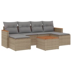 Salon de jardin avec coussins 7pcs mélange beige résine tressée 519065519065