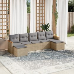 Salon de jardin avec coussins 7pcs mélange beige résine tressée 519066519066