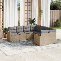 Salon de jardin avec coussins 8pcs mélange beige résine tressée 519068519068
