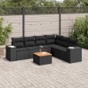Salon de jardin 7 pcs avec coussins noir résine tressée 519070519070