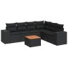 Salon de jardin 7 pcs avec coussins noir résine tressée 519070519070
