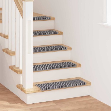 Tapis d'escalier auto-adhésifs Rayé 15 pcs Gris 65 x 21 x 4 cm 519266519266
