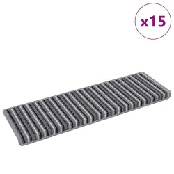 Tapis d'escalier auto-adhésifs Rayé 15 pcs Gris 65 x 21 x 4 cm 519266519266