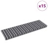 Tapis d'escalier auto-adhésifs Rayé 15 pcs Gris 65 x 21 x 4 cm 519266519266