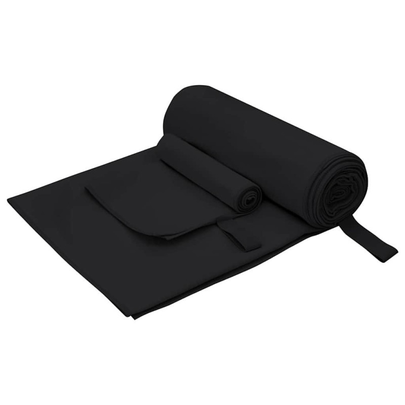 Set de serviettes de sport 2 pcs Noir tissu 519285519285