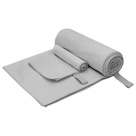 Set de serviettes de sport 2 pcs Gris tissu 519302519302