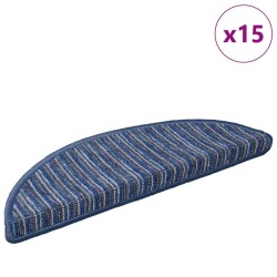 Tapis d'escalier auto-adhésifs 15 pcs Bleu 56 x 17 x 3 cm 519330519330