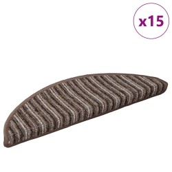 Tapis d'escalier auto-adhésifs 15 pcs Marron 56 x 17 x 3 cm 519332519332