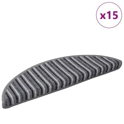 Tapis d'escalier auto-adhésifs 15 pcs Gris 56 x 17 x 3 cm 519333519333