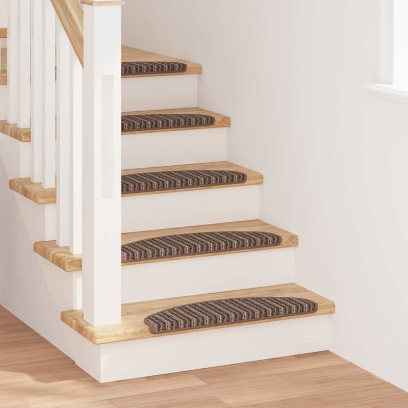 Tapis d'escalier auto-adhésifs 15 pcs Marron 65 x 21 x 4 cm 519339519339