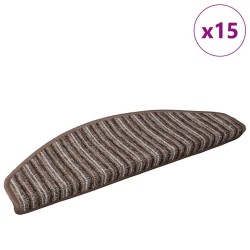 Tapis d'escalier auto-adhésifs 15 pcs Marron 65 x 21 x 4 cm 519339519339